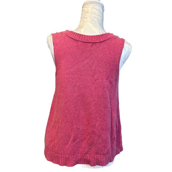 Anthropologie Pink Knit Top Womens Sz XS V Neck Sleeveless Flowy Summer Boho - Picture 2 of 16